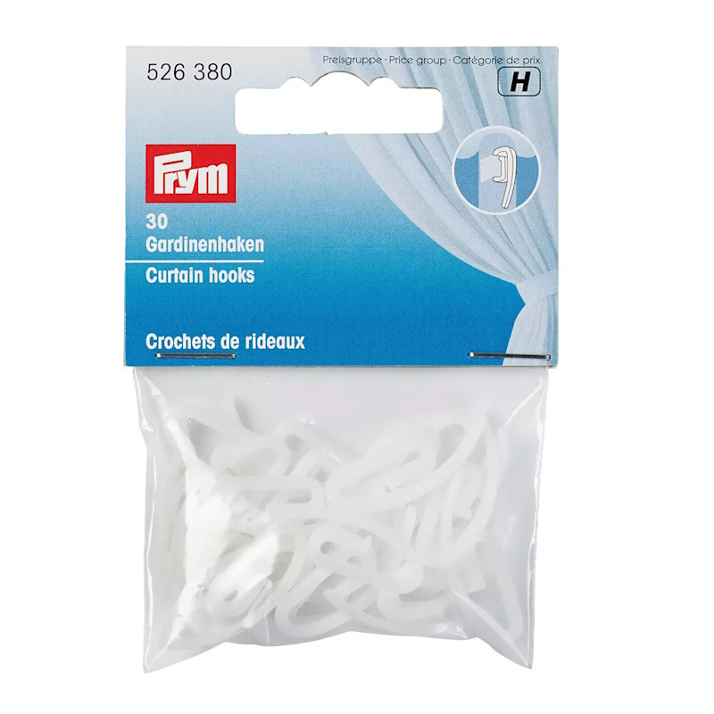 Crochets de rideaux blancs Ø 23 mm x 10 mm - Prym 526380
