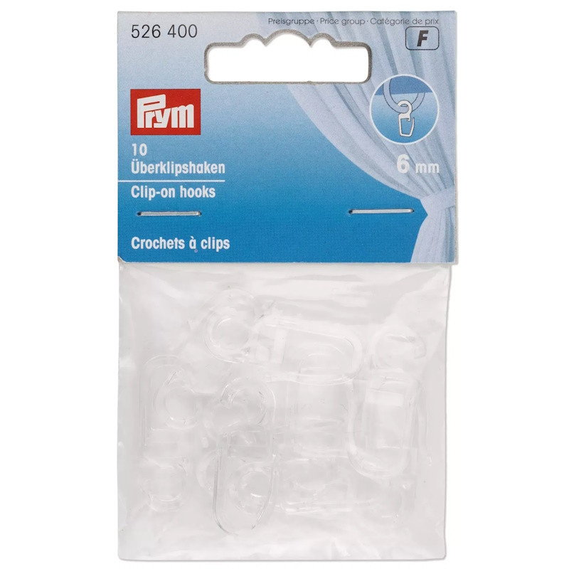 Crochets à clips transparents 6 mm pour rideaux - Prym 526400