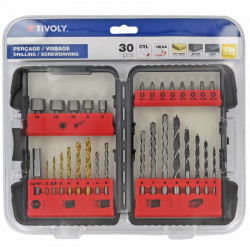 Coffret Tivoly 30 pièces perçage métaux béton bois + vissage