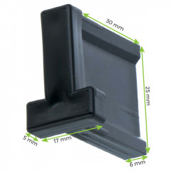 Butée lame finale volet roulant encastrée noire 25 mm