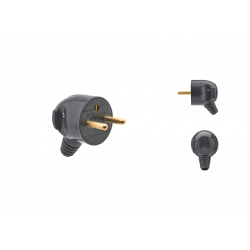 Fiche mâle noire latérale portefeuille 2 pôles + terre 16A - 713350