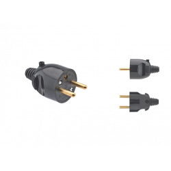 Fiche mâle noire droite à coiffe 2 pôles + terre 16A - 713530