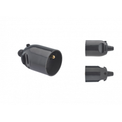 Fiche femelle noire droite à coiffe 2 pôles + terre 16A - 713390