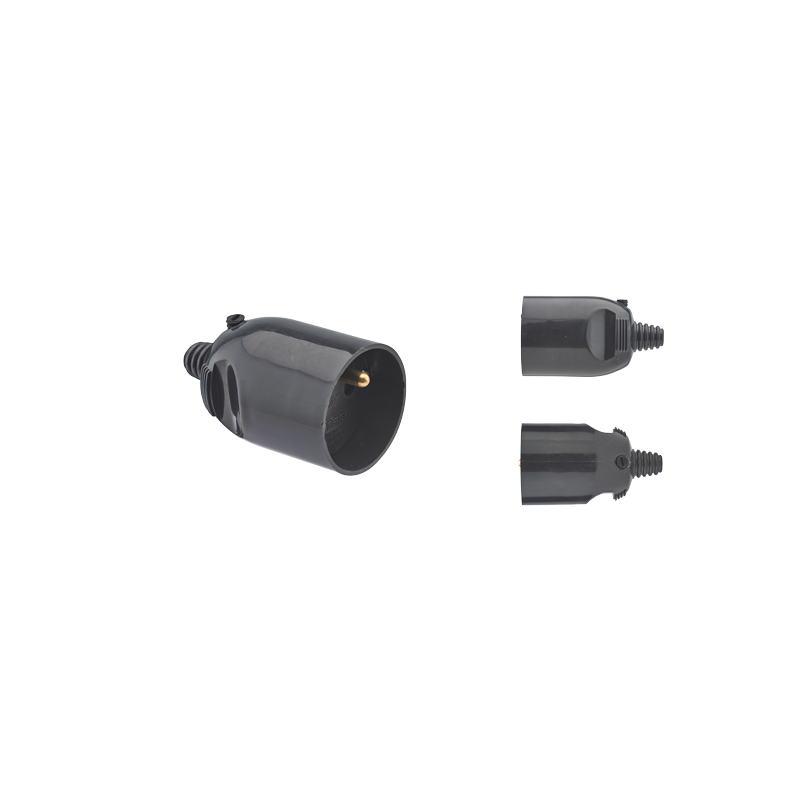 Fiche femelle noire droite à coiffe 2 pôles + terre 16A - 713390