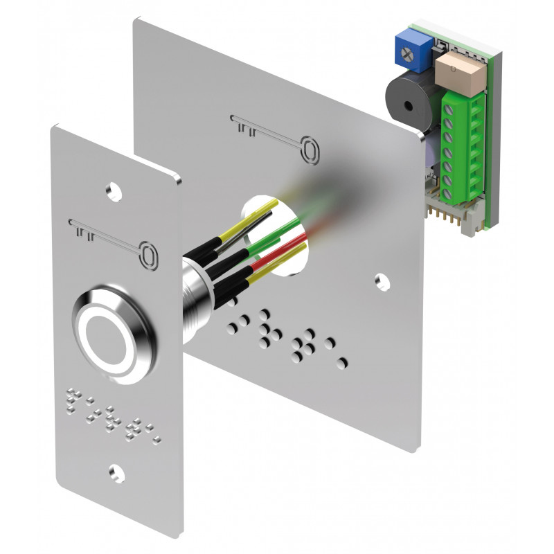 Bouton poussoir PMR Sewosy PB19VB_BBL-LE lumineux vert/blanc 2 plaques