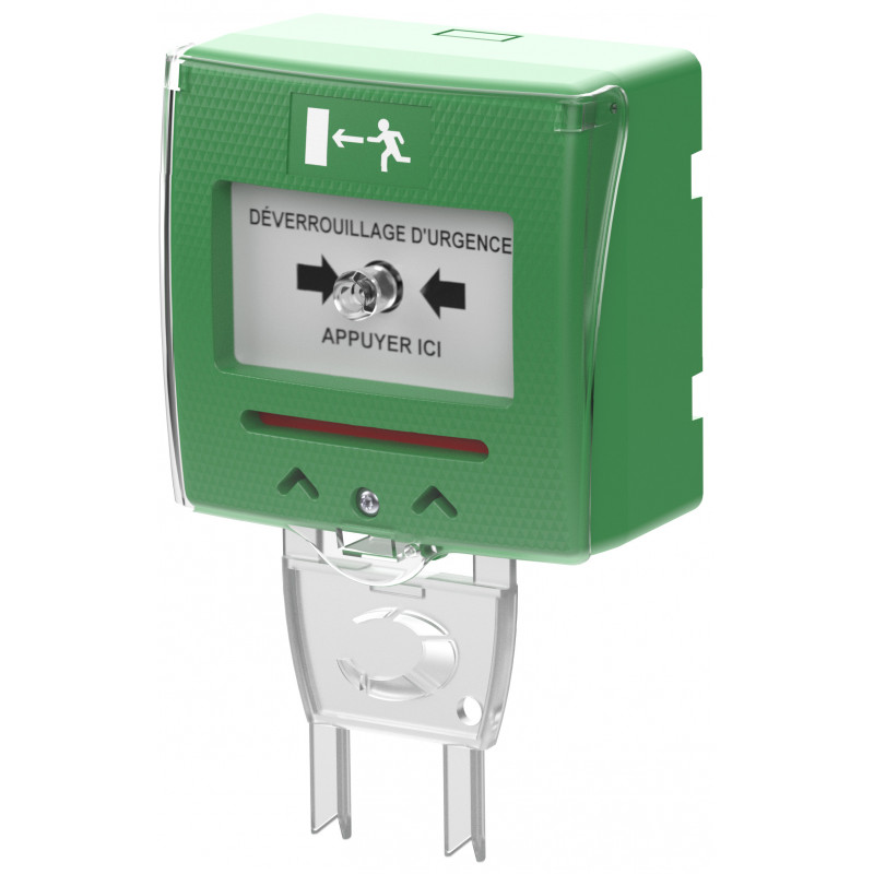 Déclencheur manuel vert 2 contacts Sewosy SHOKV2 - Langue française