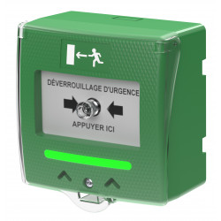 Déclencheur manuel vert 2 contacts Sewosy SHOKV4 détection/buzzer/LED