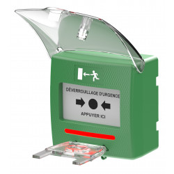 Déclencheur manuel vert 2 contacts Sewosy SHOKV4 détection/buzzer/LED