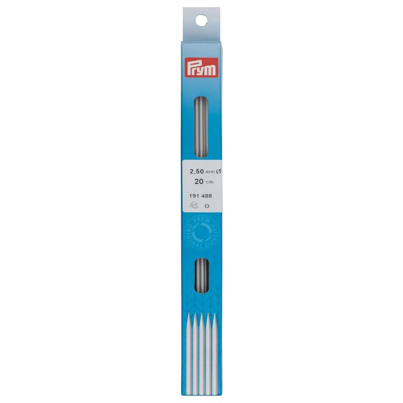 Aiguilles à tricoter Prym 2 pointes 20 cm – 2,50 mm – Gris perle