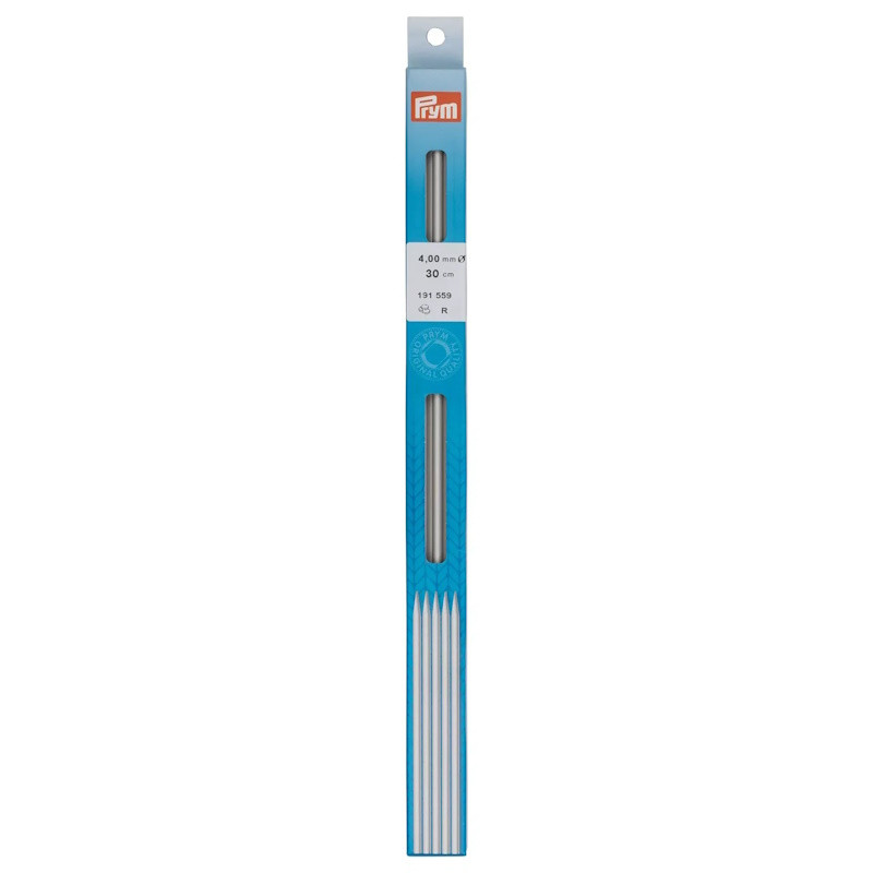 Aiguilles à tricoter Prym 2 pointes 30 cm – 4,00 mm – Gris perle