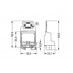 Adaptateur bornes Wago 10 fils 221 Ex pour rail DIN 15 Wago 221-539 dimensions