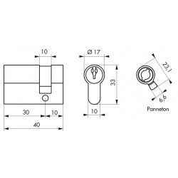 Demi-cylindre STD nickelé 30x10 mm 3 clés crantées - Thirard 00015941