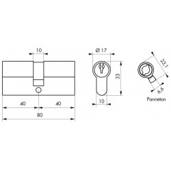 Cylindre STD nickelé 40x40 mm 3 clés crantées - Thirard 00016283