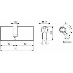 Cylindre STD blanc 30x30 mm 3 clés crantées - Thirard 00216150