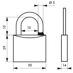 Cadenas MACH 3 nickelé 30 mm 3 clés acier nickelé - Thirard 00094317