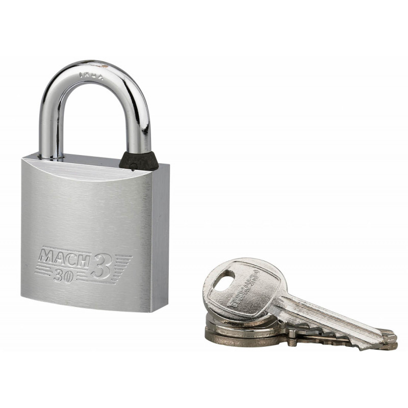 Cadenas MACH 3 nickelé 35 mm 3 clés acier nickelé - Thirard 00094357