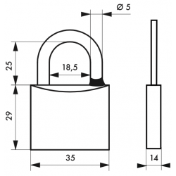 Cadenas MACH 3 nickelé 35 mm 3 clés acier nickelé - Thirard 00094357