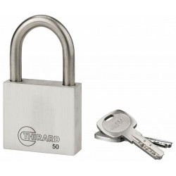 Cadenas INOX 50 mm 2 clés réversibles laiton - Thirard 00090405