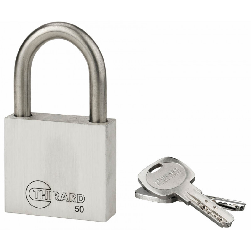 Cadenas INOX 50 mm 2 clés réversibles laiton - Thirard 00090405