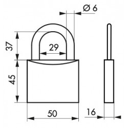 Cadenas INOX 50 mm 2 clés réversibles laiton - Thirard 00090405