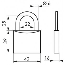 Cadenas INOX 40 mm 2 clés réversibles laiton - Thirard 00090404