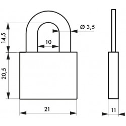 Cadenas MACH 2 anse acier  20 mm 2 clés laiton - Thirard 00063201