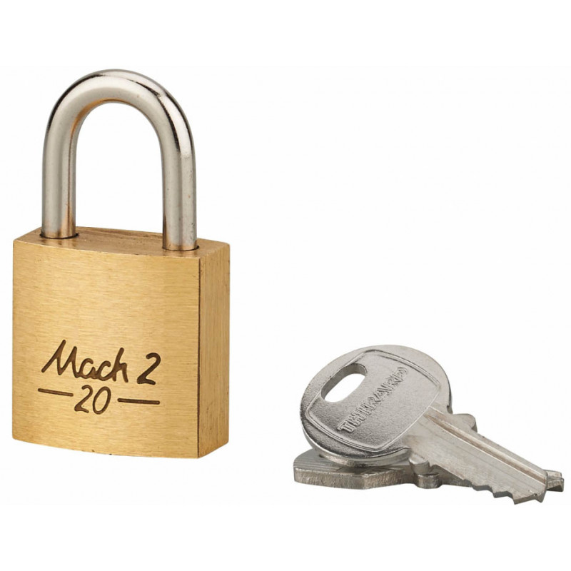 Cadenas MACH 2 anse acier  20 mm 2 clés laiton - Thirard 00063201