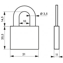 Cadenas MACH 2 anse laiton 20 mm 2 clés laiton - Thirard 00063202