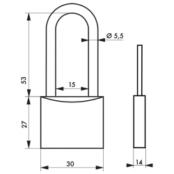 Cadenas Type 1 plus 30 mm 2 clés acier nickelé - Thirard 00080630
