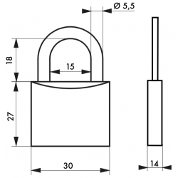 Cadenas Type 1 plus 30 mm 2 clés acier nickelé - Thirard 00080030