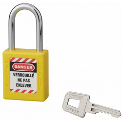 Cadenas de consignation 40 mm à anse acier Ø 6 x 38 mm - Jaune - Thirard 00091262