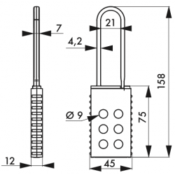 Moraillon en nylon pour 6 cadenas de consignation - Thirard 00091193