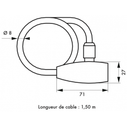 Antivol TWISTY à clé câble gainé PVC D8 mm 1,50 m - Thirard 00303501