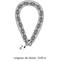 Antivol LOOPS Thirard chaine gainée PVC D4 90 cm et cadenas - 00207015