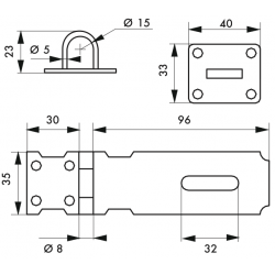 Porte cadenas acier zingué 75 mm à recouvrement - Thirard 00202139