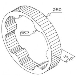 Bague d’épaisseur diamètre 80 mm pour tube Deprat 62 et Octogonal 60 - Deprat D69