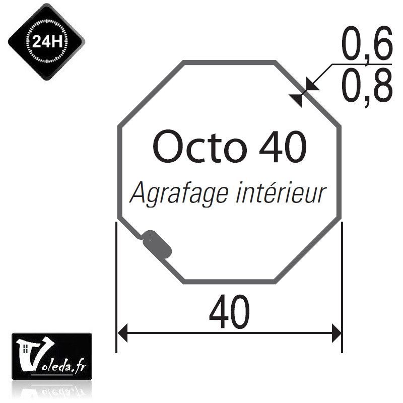 Bagues moteur volet roulant Simu-Somfy - Octogonal 40 decentre Bagues moteur volet roulant Simu-Somfy - Octogonal 40 decentre
