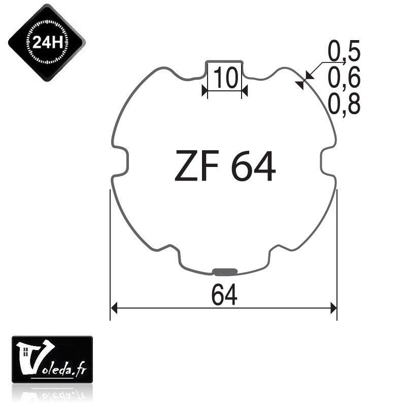 Bagues adaptation moteur Came 45 mm - Rond ZF 64 Bagues adaptation moteur Came 45 mm - Rond ZF 64