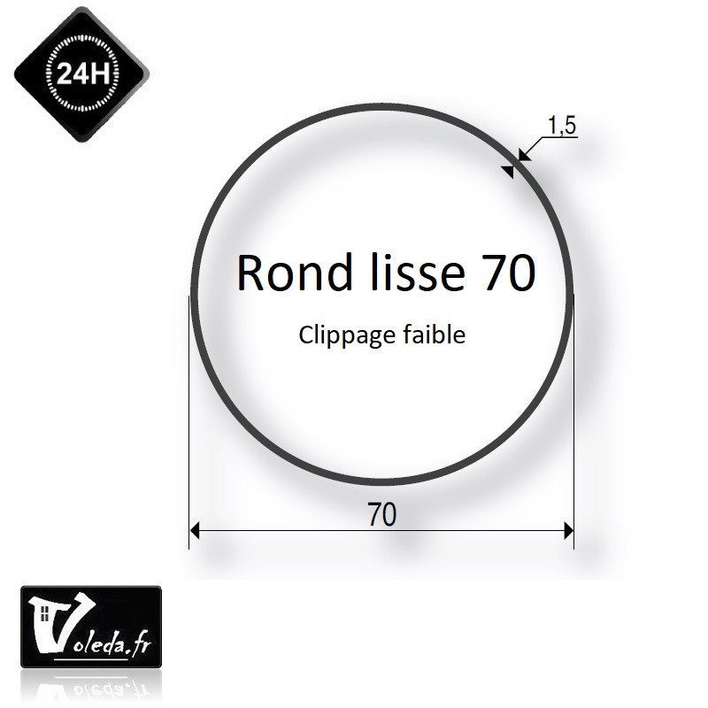 Bague adaptation moteur Somfy LT50 rond lisse 70x1,5mm Bague adaptation moteur Somfy LT50 rond lisse 70x1,5mm