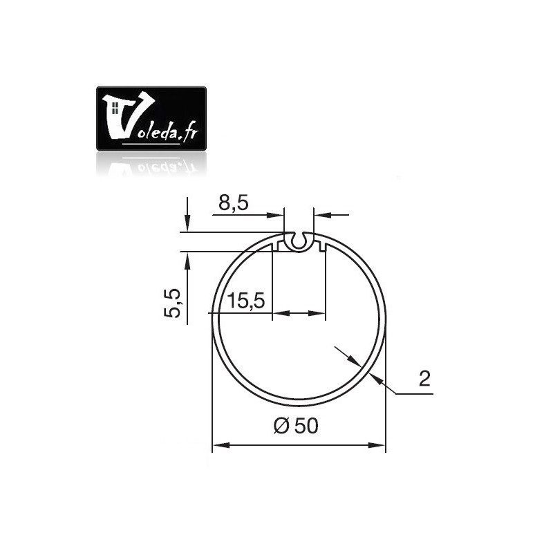 Bague adaptation moteur Nice Neo S - Era S - Rond 50x2 ogive Bague adaptation moteur Nice Neo S - Era S - Rond 50x2 ogive