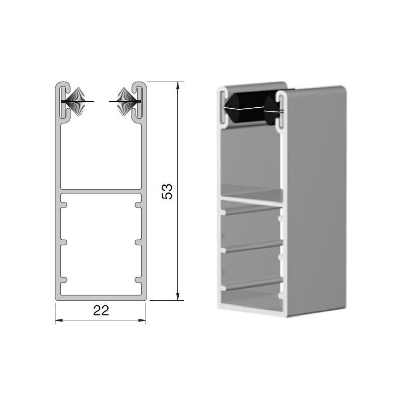 Coulisse volet roulant aluminium 53 x 22 - 0.9 m Coulisse volet roulant aluminium 53 x 22 - 0.9 m