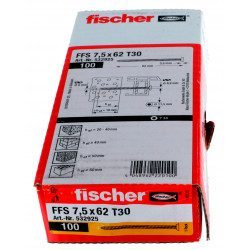 Vis beton 7.5x62 Fischer sans cheville FFS T30 - tête plate - 532925