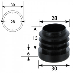 Embout plastique pour tube rond diamètre 30 mm