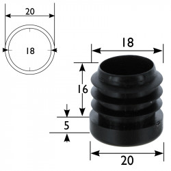 Embout plastique pour tube rond diamètre 20 mm