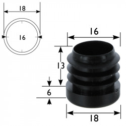 Embout plastique pour tube rond diamètre 18 mm