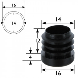 Embout plastique pour tube rond diamètre 16 mm