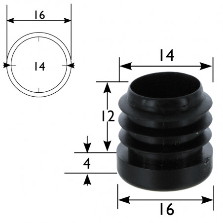 12pcs Encarts pour Rond Tubes avec M6 Filetage pour 16mm/0.63 OD Tube Bouchon