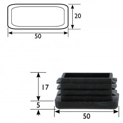 Embout plastique pour tube rectangulaire 20 x 50 mm