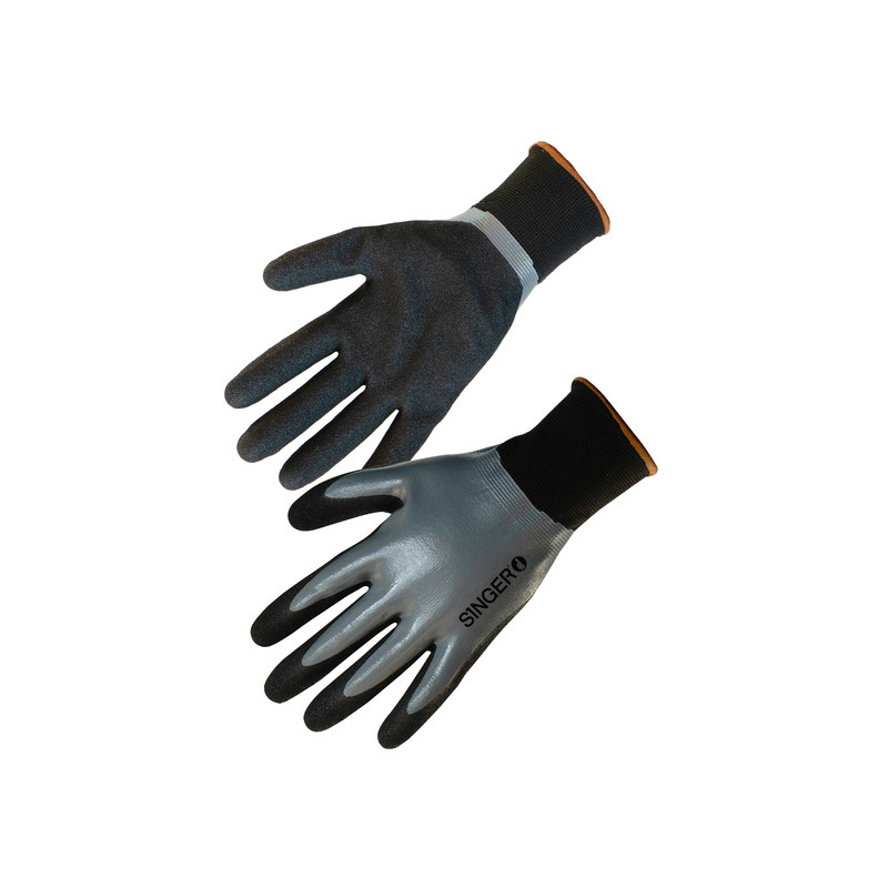 Gants de manutention nylon nitrile double couche - Singer GRIP15709