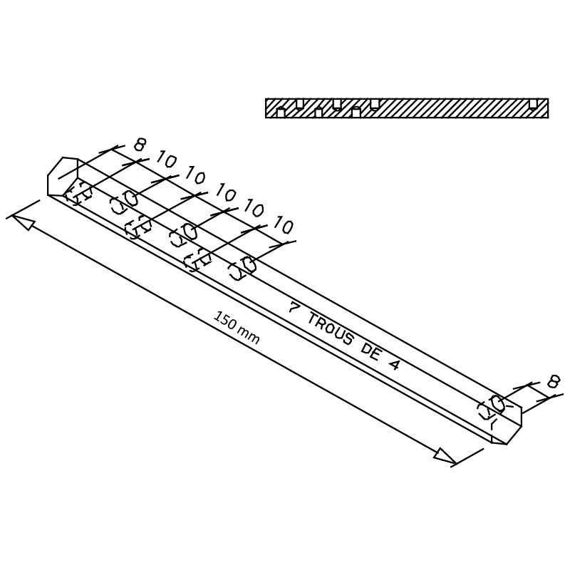 tige sortie de caisson volet roulant 6p10 alu - L. 150 mm - Deprat tige sortie de caisson volet roulant 6p10 alu - L. 150 mm - Deprat